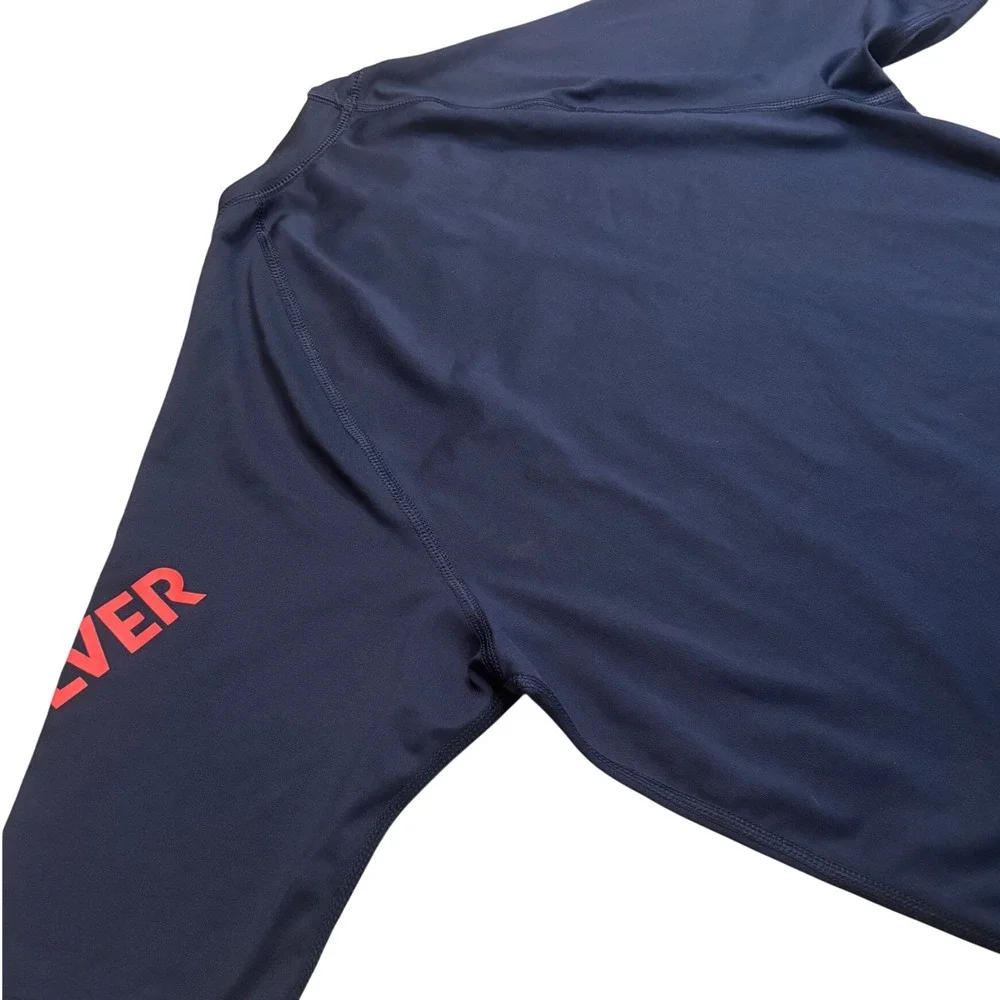 Quiksilver Rash Guard Mens Large Navy Blue Short Sleeve Logo Swim Shirt